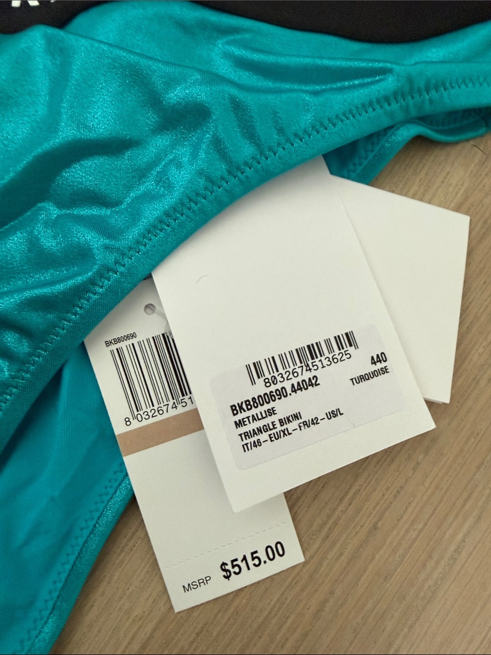 Balmain Paris Metallise Teal Bikini Set with Black Logo Band - Picture 2 of 5